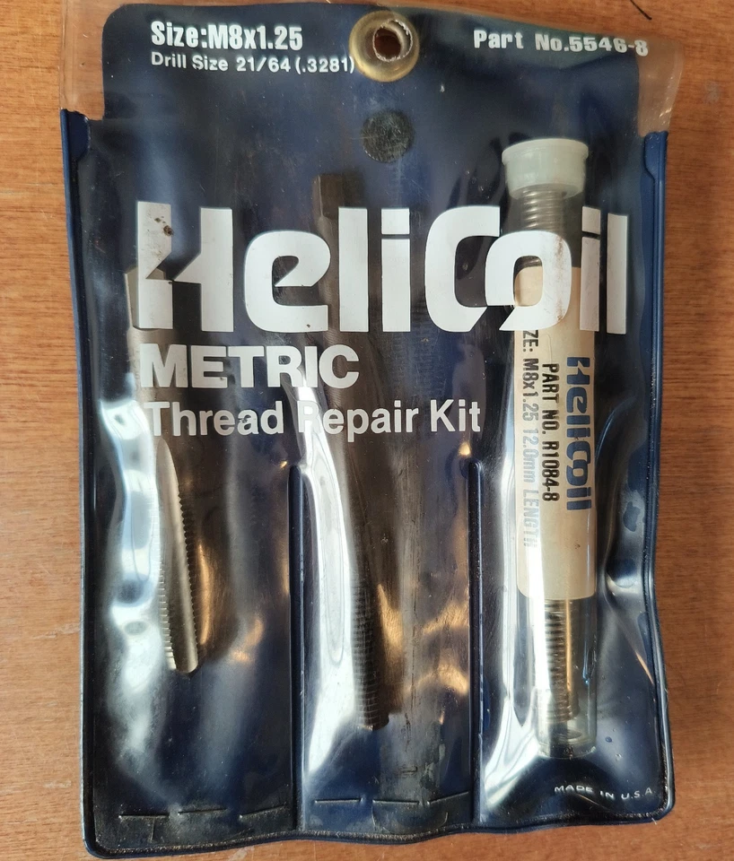 Kit de reparación de rosca métrica Helicoil 5546-8, M8 8 mm x 1,25 con 9 insertos EE. UU. Foto 3 de 4
