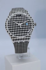 NEW Swatch CHICKEN RUN White Black Print Silicone Watch SUOW138 Green Jolt 41MM