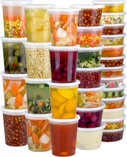 60 Sets Deli Containers with Lids, 32/16/8 Oz X 20 Set Each, Plastic Leak-Proof