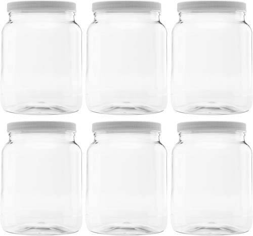 6 Pack of 64 Ounce Plastic Half Gallon Jars with 110/400 64 Jar, 6 - 第 1/6 張圖片