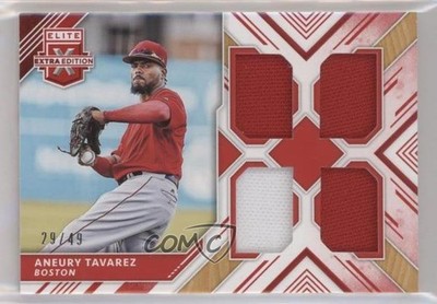 2018 Panini Elite Extra Edition Quad Materials Red 29/49 Aneury Tavarez hg6