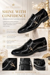 Jingpin Black Patent Leather Dress Shoes - Size 44 (Approx. US Men’s 10.5) NEW Amazon.com | XIPAI Mens Tuxedo Shoes Patent Leather Loafers  main image 4