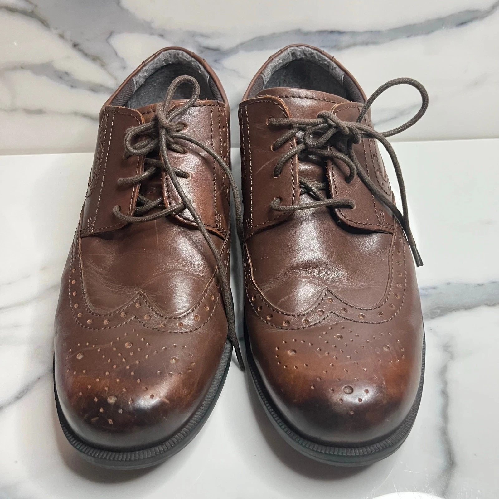 THOM BROWNE Thom McAn Scarpe eleganti Oxford classiche da uomo in pelle marrone bismark taglia 8 5