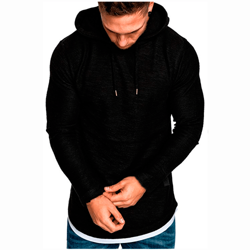 Mens Muscle Hoodie Slim Fit Long Sleeve T-shirts Sports Gym Hooded Pullover Tops - Picture 8 of 17