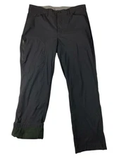 Eddie Bauer Men 36x30 Fleece Lined Tech Pants Black Nylon Stretch Hiking Outdoor