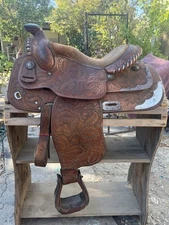 MacPherson Show Saddle with Sterling and Sapphires  16" .    NO  stirrups 