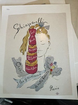 1951 Schiaparelli perfume  art Vintage print ad