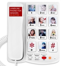 Big Button Corded Landline Phone for Seniors w/ SOS  Photo Dial