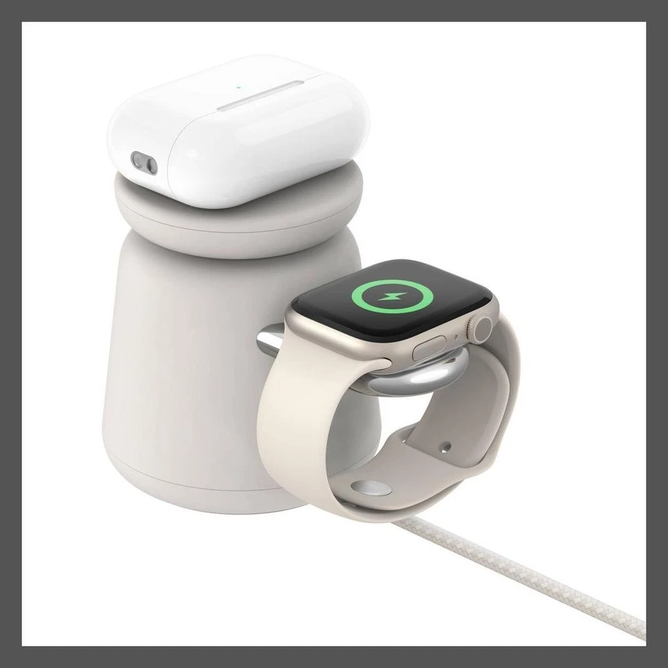 Base de carga inalámbrica Belkin 2 en 1 con MagSafe - Arena Foto 2 de 4