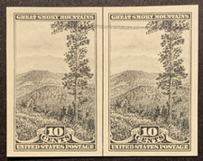 US Stamps #765 Used horizontal pair with line between, 10 cent Great Smokey Mtns