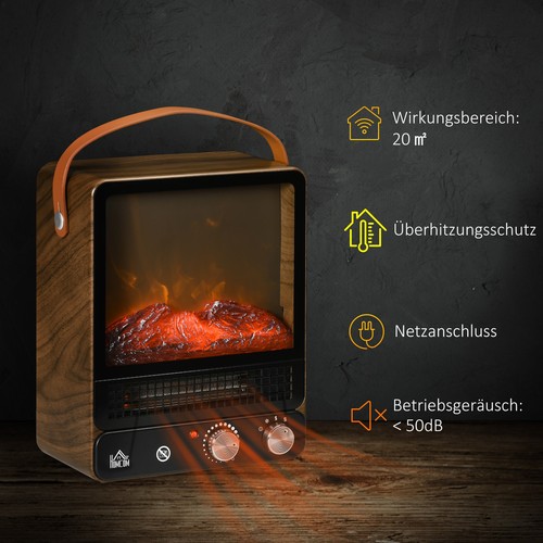 Chimenea Eléctrica Chimenea de Pie con Temperatura Ajustable Llamas Realistas - Imagen 6 de 10