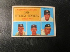 1961  TOPPS #47  NATIONAL  LEAGUE  PITCHING  LEADERS   EX