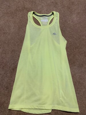 Womens Adidas Yellow Athletic Workout Ultimate Tank Top Shirt Medium  racerback