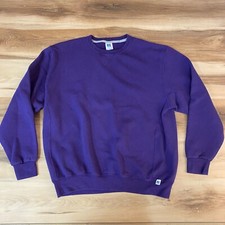 Russell Athletic Sweatshirt Mens XL Purple Blank Fleece Crewneck Long Sleeve Y2K