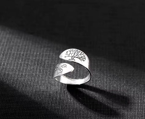 NEW Women’s Brushed 925 Sterling Silver Adjustable Tree Of Life Wrap Ring - Picture 15 of 16