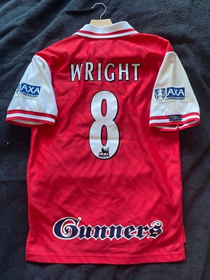 Arsenal Ian Wright Signed 1996 home FA Cup Shirt England Crystal