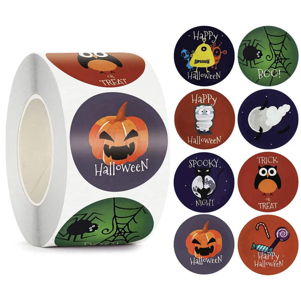 100-500pcs Halloween Pumpkin Face Sticker Label Ghost Party Decor Scrapbooking D