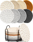 8 Pcs Drink Coasters with Holder, 8 Colors Absorbent Coasters for Drinks Minimal