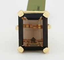 GENUINE 13.94 Cts SMOKY TOPAZ RING 10K YELLOW GOLD - Free Certificate Appraisal