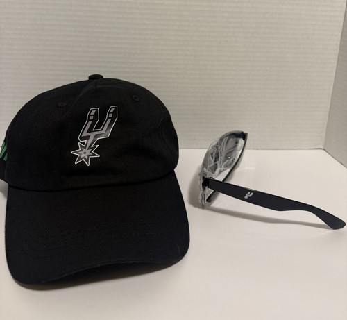 San Antonio Spurs / Sprite Black Adjustable Strap Hat Dad Cap & Sunglasses - Picture 5 of 10