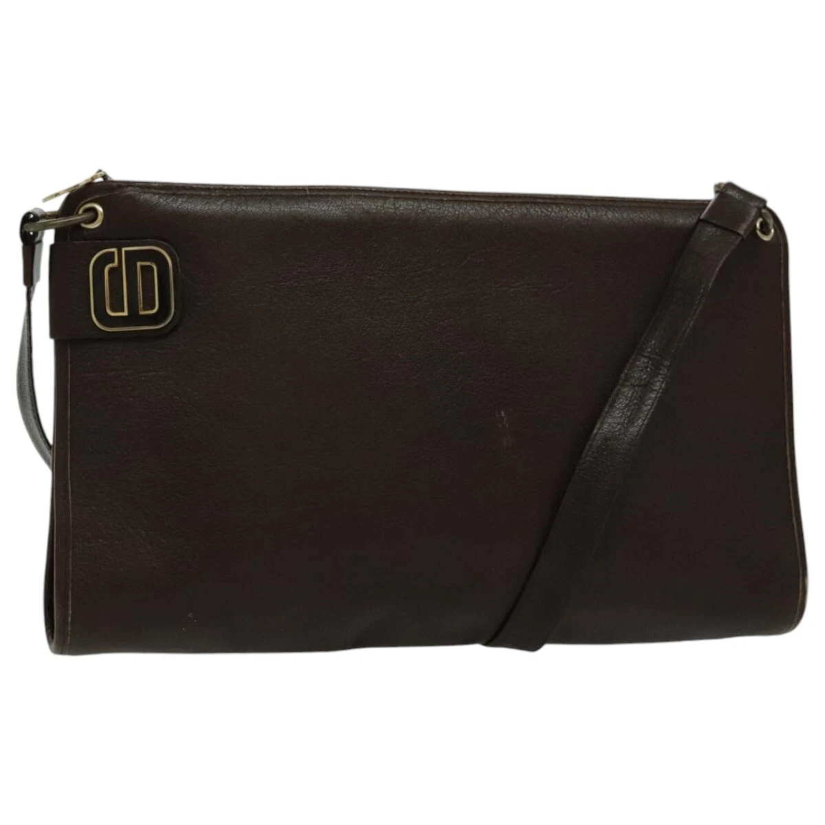 Sac bandoulière Christian Dior cuir marron doré authentique bs19108