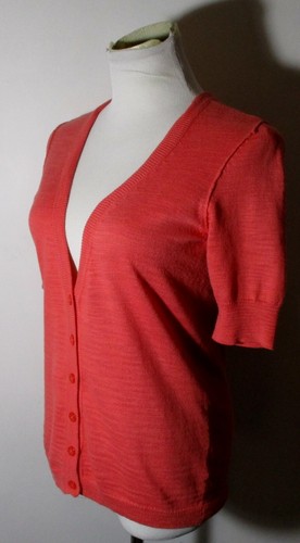 CASLON Pink Fuschia Short Sleeve Cardigan Sweater Size S - Picture 4 of 6