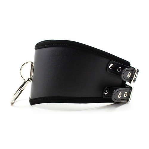 Schwarz Kunstleder klassische Haltung Bondage Halsband Doppelschnalle - Bild 7 von 10