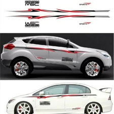 134" Full Size Rally Race Car Side Body Stripe Decal Sticker Black / Red Line 2x