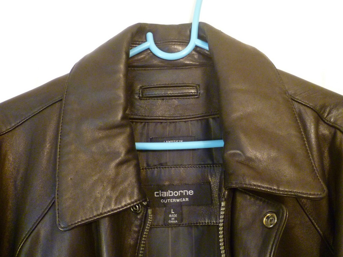 Claiborne Black Lambskin Waist Length Leather Jacket, Size L