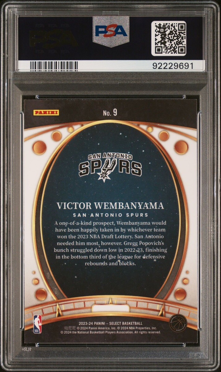 PSA 10 2023-24 Panini Select Victor Wembanyama Lodestar SP Rookie
