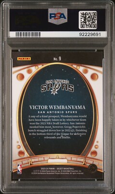 PSA 10 2023-24 Panini Select Victor Wembanyama Lodestar SP Rookie