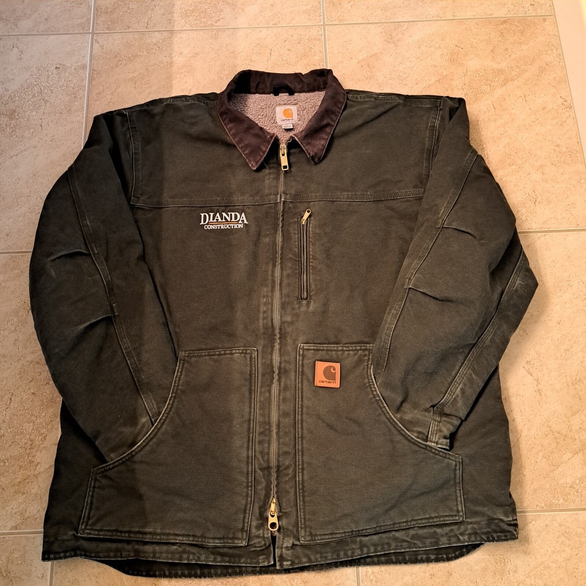 CARHARTT Sherpa Lined Ridge Coat Men's XL Green Work Jacket C61