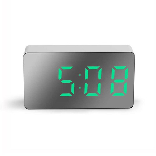 Dual USB Large Alarm Digital White LED Clock Snooze Mirror Bedside Night Light - Picture 14 of 16