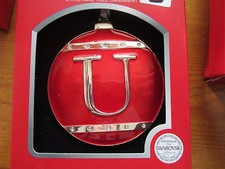 HARVEY LEWIS U INITIAL ENAMEL PERSONAL SWAROVSKI CHRISTMAS HOLIDAY ORNAMENT