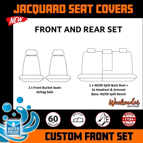 Jacquard 2 Rows Seat Covers For Nissan Pathfinder R52 ST ST-L 10/2013-2021 Black - Picture 2 of 10