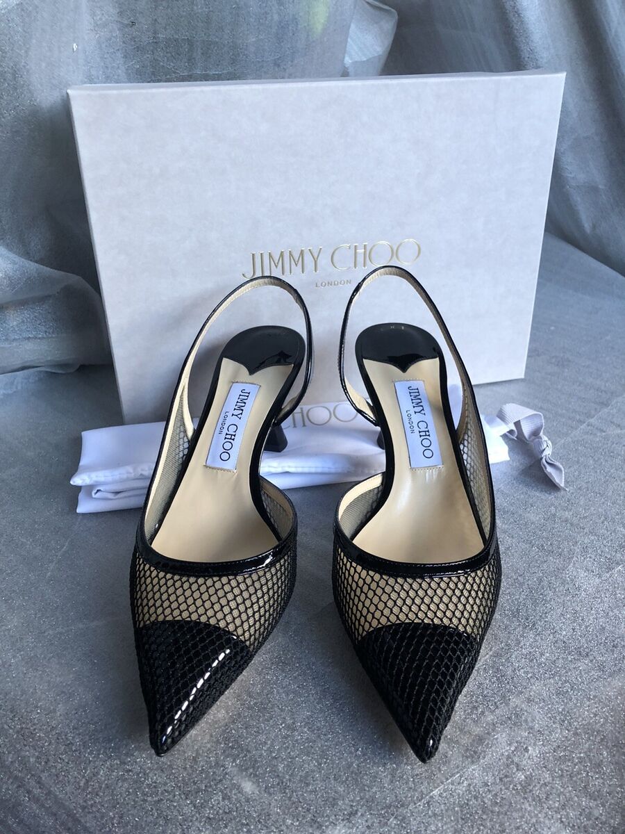 Jimmy Choo Fetto 65 ,Black Patent/Mesh EU35/US 5M ,New,Retail $895 Jimmy Choo Fetto 65 ,Black Patent/Mesh EU35/US 5M ,New,Retail $895