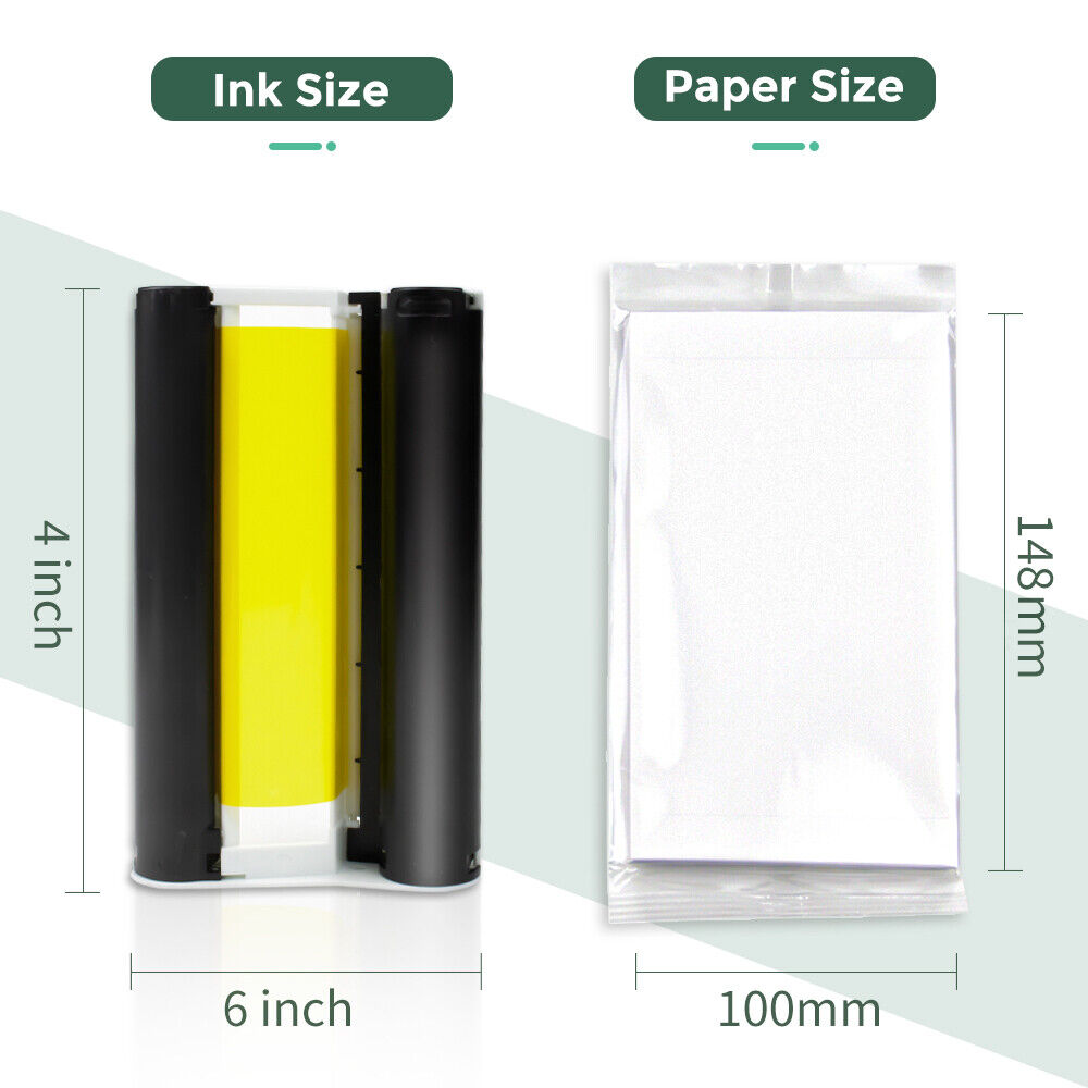 2 Pack Compatible with Canon Selphy CP1300 Ink and Paper, KP-108IN 6 Color  Ink Cassette and 216 Sheets 4x6 Photo Paper Glossy for Selphy CP1500