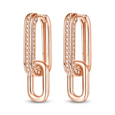 KUNSIR 925 Sterling Silver RoseGold Double Square Dangle Drop Earrings For Women