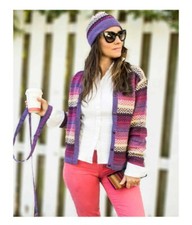 NWT100 Alpaca Hand Knit Set of 2 Beanie Cardigan Sweater style Women's Size S