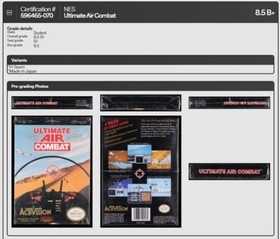 Ultimate Air Combat New Nintendo NES Factory Sealed WATA Grade 8.5 B+ Near Mint
