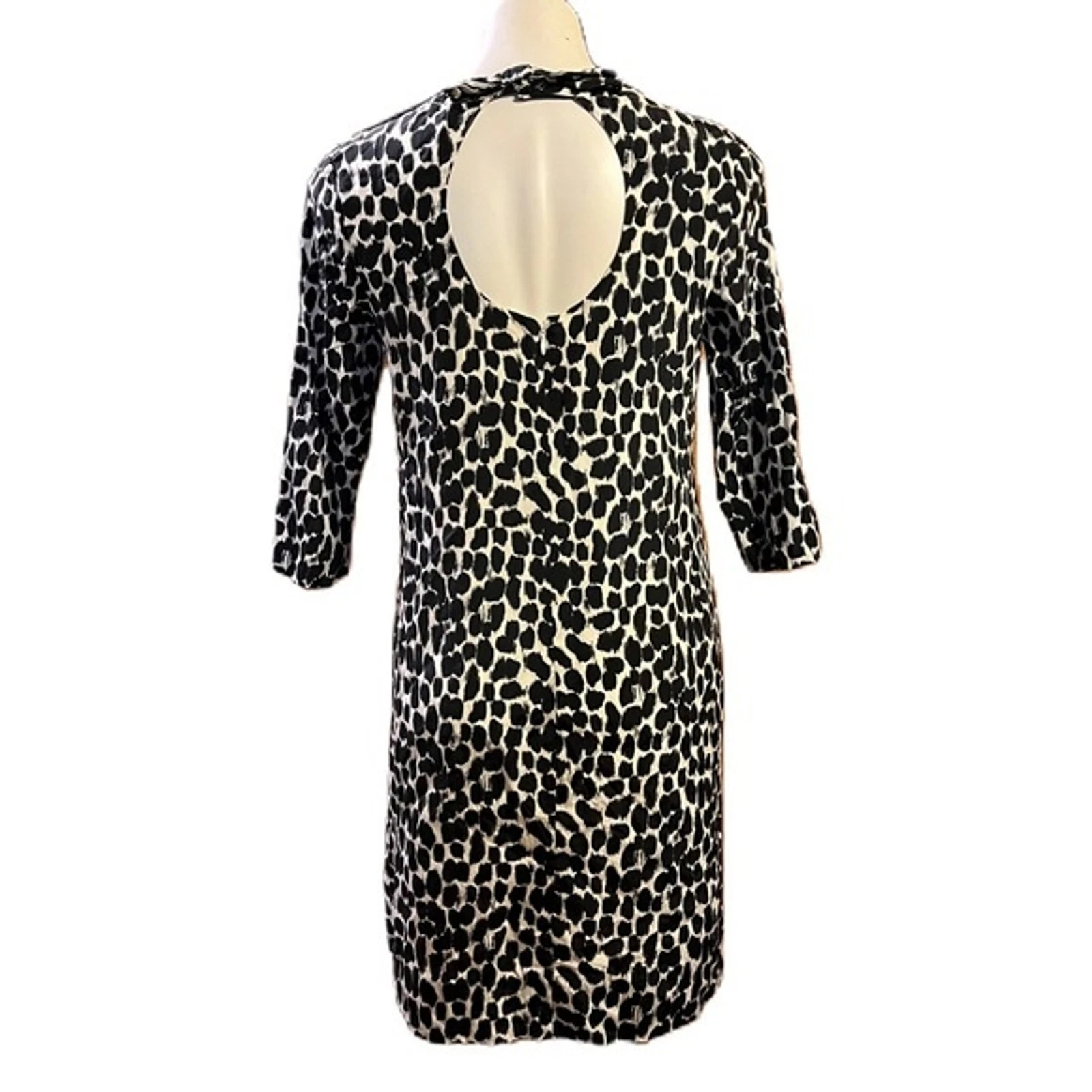 Abito Kate Spade NY Dorothy stampa leopardata fiocco di seta taglia 6