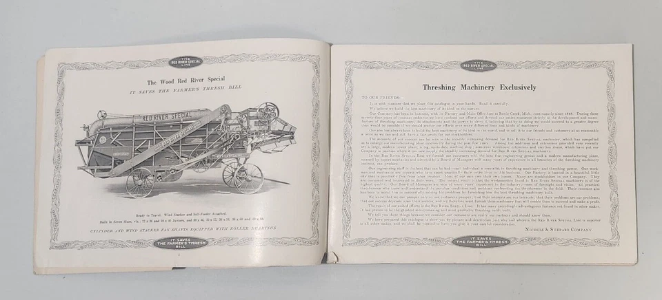 Catálogo de maquinaria de trilla de colección Nichols & Shepard Co. Red River línea especial Foto 3 de 4