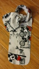 New Mickey and Minnie Mouse White Black Red Gray Fabric Fleece Scarf 60"L 9"W