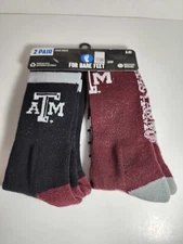 NEW Texas A&M Aggies University Crew Socks Moisture Wicking Large 2 Pairs NCAA