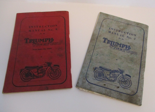 Original 1959 1961 Triumph Tiger Cub Motorcycle Instruction Manual #6 and #7