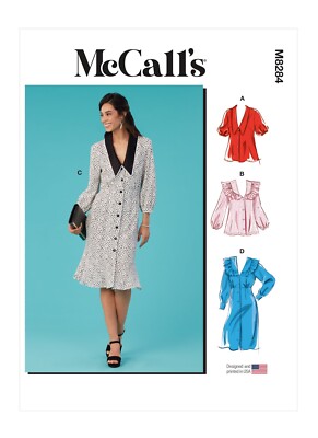 out-of-print:  McCALL`s pattern M8284, Bluse/Kleid, sizes 6 - 14, Gr.  32 - 40