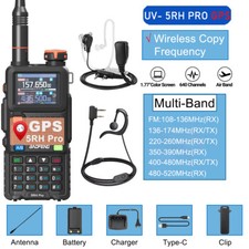 5RH PRO GPS WALKIE TALKIE MULTI BAND RECHARGEABLE TWO WAY RADIO AIR DUCT HEADSET