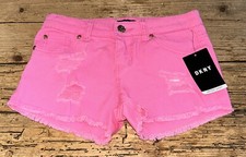 DKNY Girls Size 10 Aurora Pink Hipster Short Cut Off Jeans Shorts NWT