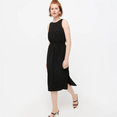 J CREW ~ BLACK Button Back Midi DRESS Petite 0 0P | eBay