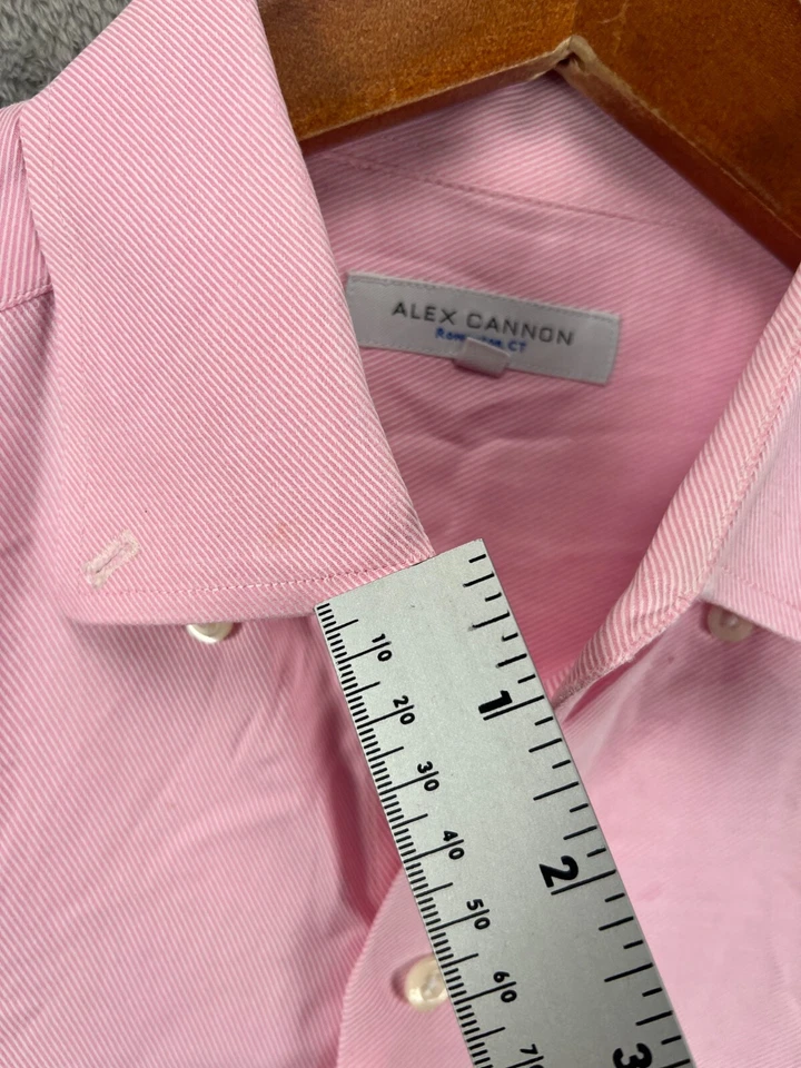 Camisas de vestir grandes Alex Cannon para hombre rosa con botones manga larga algodón a rayas Foto 4 de 4